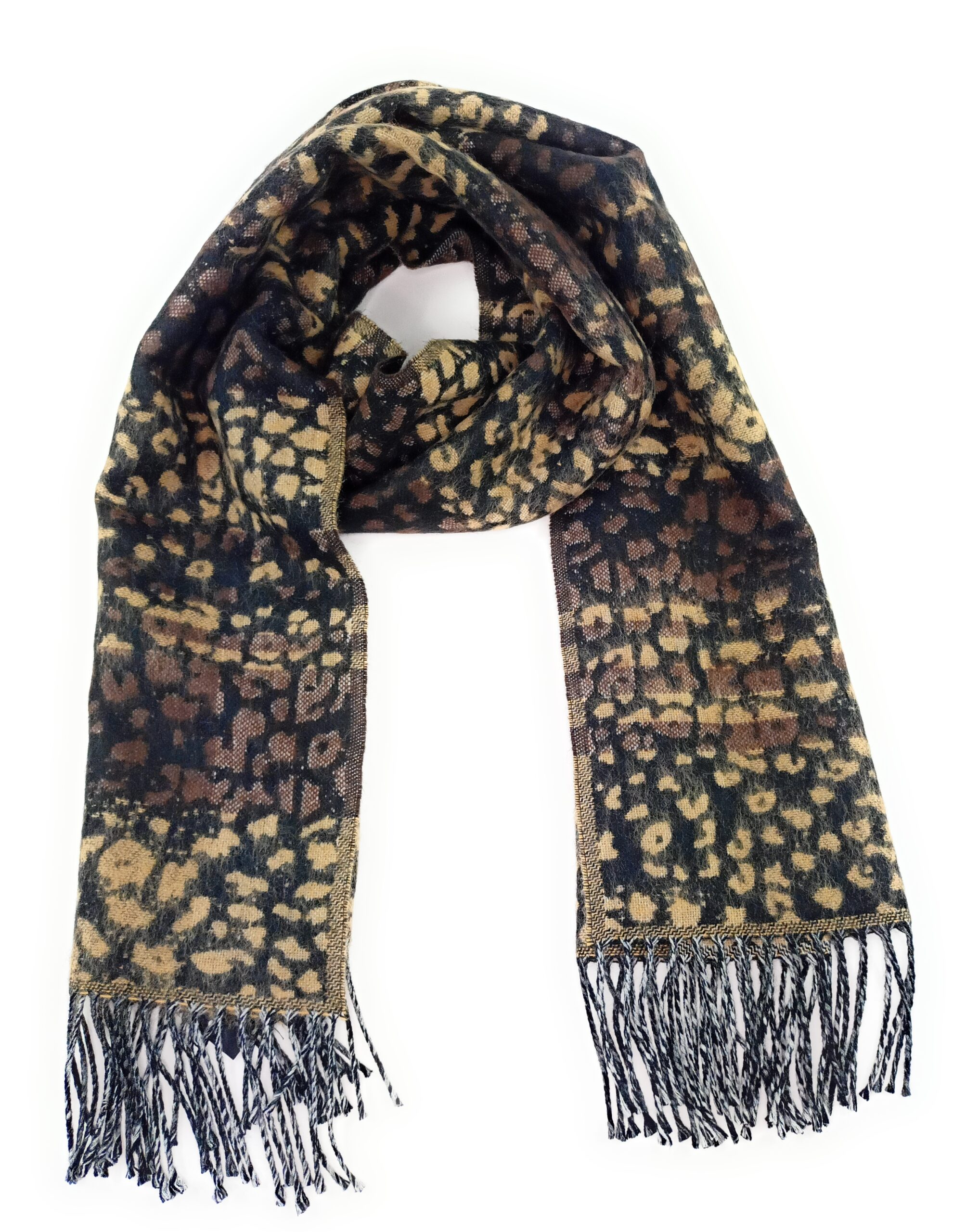 QUEEN HELENA Sciarpa Leopardata In Viscosa, Morbida E Leggera, Donna, 210x70 Cm, Scialle Invernale Avvolgente